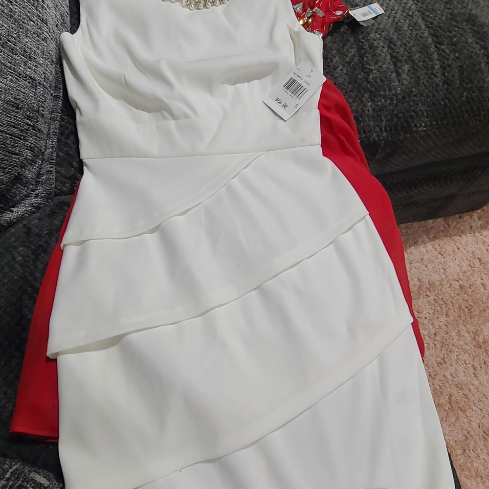 White dress with pearls